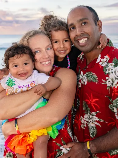 Family photography session on Kauai beach